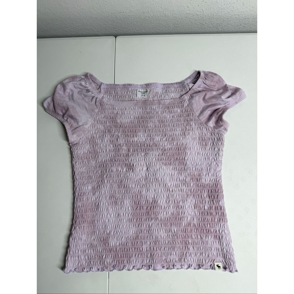 Abercrombie Kids Girls Smocked Puff Sleeve Top Sz15/16 Light Pink Stretch Shirt - Picture 2 of 9